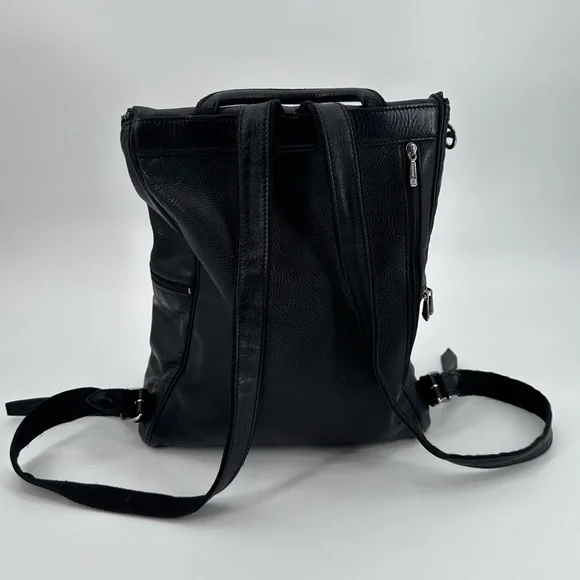 Longchamp Black Leather Le Foulonné Backpack Bag - Picture 10 of 11